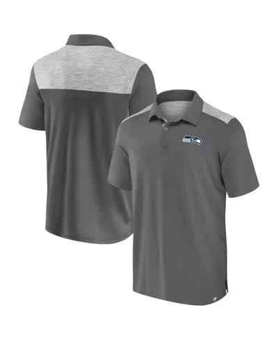 Fanatics Men's Heather Gray Seattle Seahawks Long Shot Polo Shirt