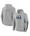 Fanatics Men's Heather Gray Team Usa Rayures Pullover Hoodie In Heather Gray