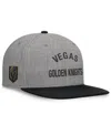 Fanatics Men's Heather Gray Vegas Golden Knights Elements Flat Brim Leather Strapback Hat In Heather Gray,black