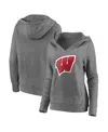 Fanatics Men's Heather Gray Wisconsin Badgers V-neck Pullover Hoodie In Gray