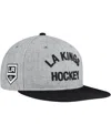 Fanatics Men's Heather Gray/black Los Angeles Kings Elements Flat Brim Leather Strap Back Hat