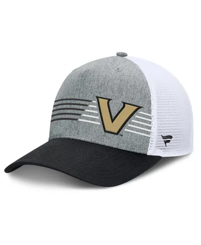 Fanatics Men's Heather Gray/black Vanderbilt Commodores Profile Trucker Adjustable Hat In Heather Gray,black