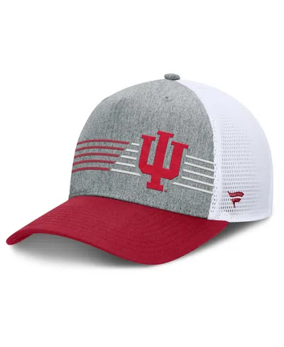 Fanatics Men's Heather Gray/crimson Indiana Hoosiers Profile Trucker Adjustable Hat In Heather Gray,crimson