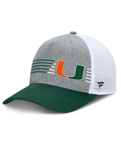 Fanatics Men's Heather Gray/green Miami Hurricanes Profile Trucker Adjustable Hat In Heather Gray,green