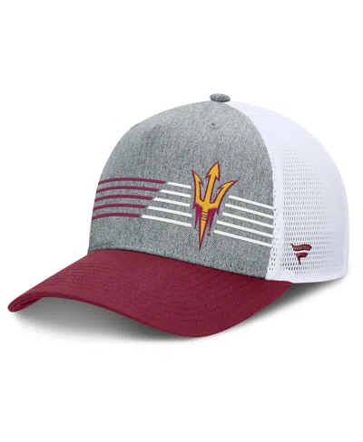 Fanatics Men's Heather Gray/maroon Arizona State Sun Devils Profile Trucker Adjustable Hat In Heather Gray,maroon