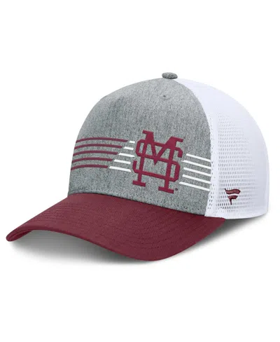 Fanatics Men's Heather Gray/maroon Mississippi State Bulldogs Profile Trucker Adjustable Hat In Heather Gray,maroon