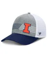 Fanatics Men's Heather Gray/navy Illinois Fighting Illini Profile Trucker Adjustable Hat In Heather Gray,navy