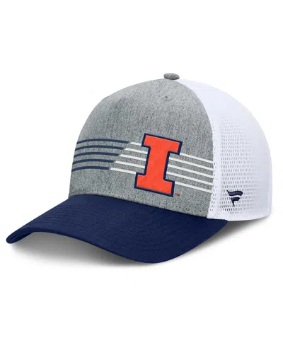 Fanatics Men's Heather Gray/navy Illinois Fighting Illini Profile Trucker Adjustable Hat In Heather Gray,navy