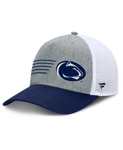 Fanatics Men's Heather Gray/navy Penn State Nittany Lions Profile Trucker Adjustable Hat In Heather Gray,navy