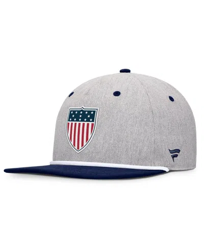 Fanatics Men's Heather Gray/navy Team Usa Eagle Snapback Hat In Heather Gray,navy