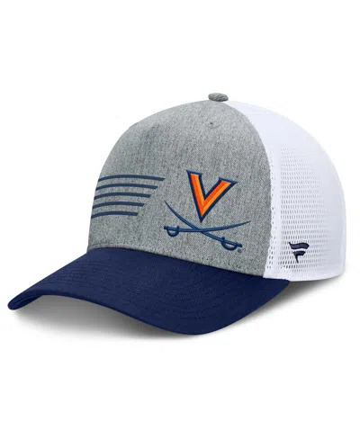 Fanatics Men's Heather Gray/navy Virginia Cavaliers Profile Trucker Adjustable Hat In Gray,navy