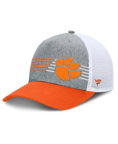Fanatics Men's Heather Gray/orange Clemson Tigers Profile Trucker Adjustable Hat In Heather Gray,orange