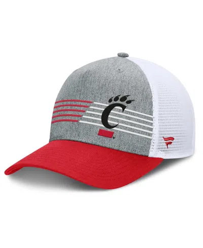 Fanatics Men's Heather Gray/red Cincinnati Bearcats Profile Trucker Adjustable Hat In Heather Gray,red