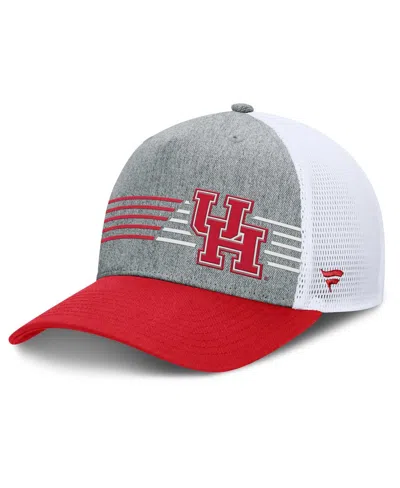 Fanatics Men's Heather Gray/red Houston Cougars Profile Trucker Adjustable Hat In Heather Gray,red