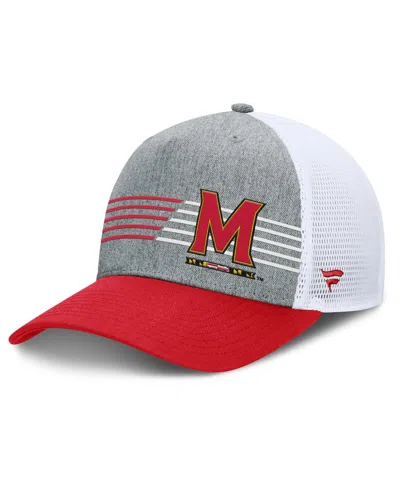 Fanatics Men's Heather Gray/red Maryland Terrapins Profile Trucker Adjustable Hat In Heather Gray,red