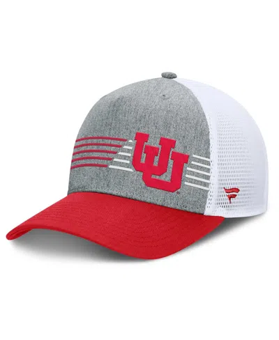 Fanatics Men's Heather Gray/red Utah Utes Profile Trucker Adjustable Hat In Heather Gray,red