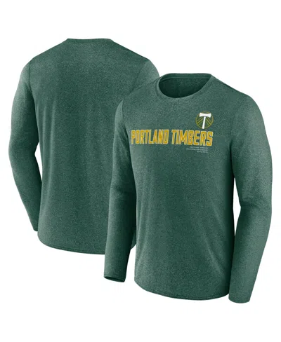 Fanatics Men's Heather Green Portland Timbers Goal Line Long Sleeve T-shirt