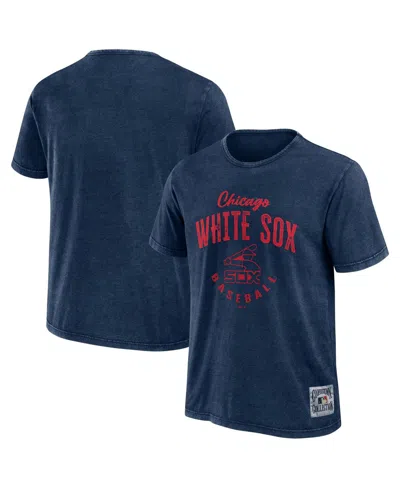 Fanatics Men's Heather Navy Chicago White Sox Cooperstown Collection Washed T-shirt In White,navy