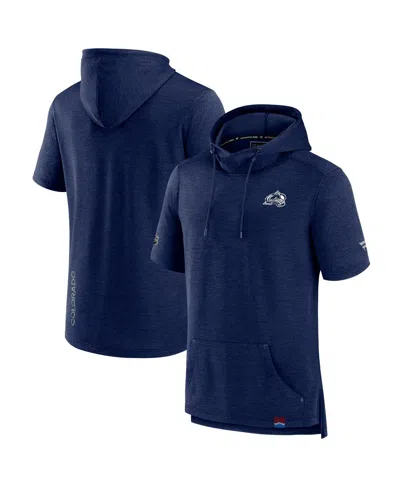 Fanatics Men's Heather Navy Colorado Avalanche Authentic Pro Pullover Hoodie In Blue
