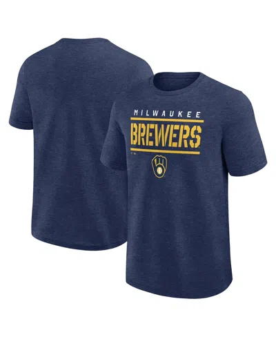 Fanatics Men's Heather Navy Milwaukee Brewers Top Notch T-shirt In Blue