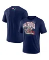 Fanatics Men's Heather Navy New England Patriots End Around Tri-blend T-shirt In Blue