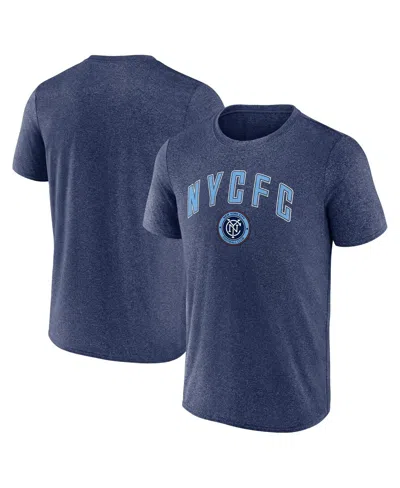 Fanatics Men's Heather Navy New York City Fc Drop Kick T-shirt In Blue