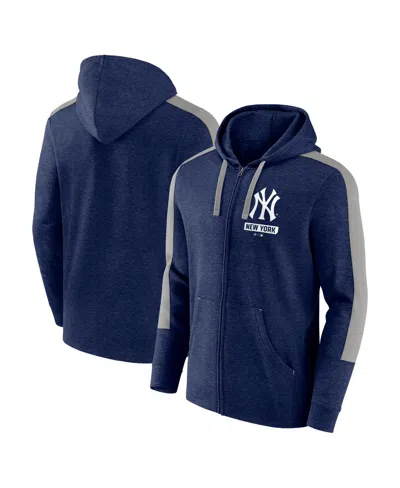 Fanatics Men's Heather Navy New York Yankees Gains Fleece Full-zip Hoodie