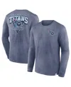 Fanatics Men's Heather Navy Tennessee Titans Heritage Snow Wash Long Sleeve T-shirt In Blue