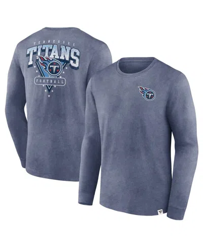 Fanatics Men's Heather Navy Tennessee Titans Heritage Snow Wash Long Sleeve T-shirt In Blue