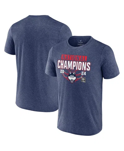 Fanatics Men's Heather Navy Uconn Huskies 2024 Ncaa Men's Basketball National Champions T-shirt