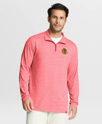 Fanatics Men's Heather Red Chicago Blackhawks Clutch Boarding Poly Quarter-zip Pullover Sweatshirt
