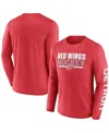 Fanatics Men's Heather Red Detroit Red Wings Sweep Iconic Synthetic Long Sleeve T-shirt In Red