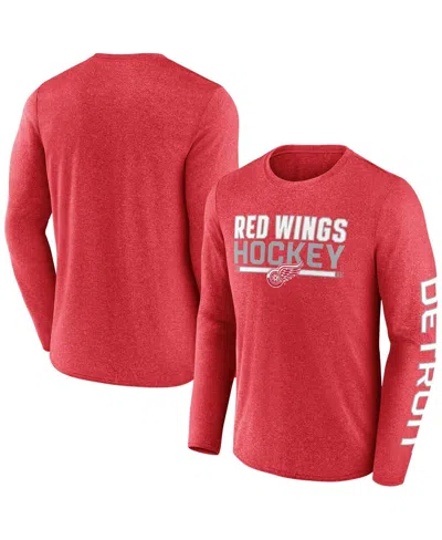 Fanatics Men's Heather Red Detroit Red Wings Sweep Iconic Synthetic Long Sleeve T-shirt