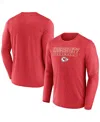 Fanatics Men's Heather Red Kansas City Chiefs Fundamentals Long Sleeve T-shirt In Pink