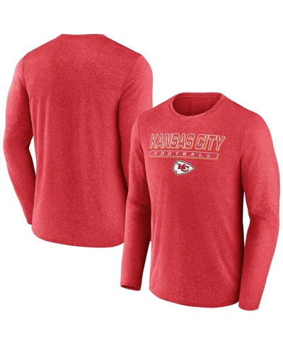 Fanatics Men's Heather Red Kansas City Chiefs Fundamentals Long Sleeve T-shirt In Pink