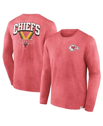 Fanatics Men's Heather Red Kansas City Chiefs Heritage Snow Wash Long Sleeve T-shirt In Pink