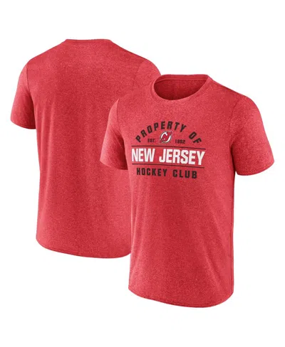 Fanatics Men's Heather Red New Jersey Devils Property Of T-shirt