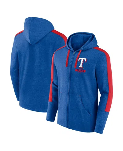 Fanatics Men's Heather Royal Texas Rangers Gains Fleece Full-zip Hoodie In Blue