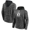Fanatics Men's Heathered Charcoal, Black Brooklyn Nets Instant Replay Colorblocked Pullover Hoodie In Heather Charcoal