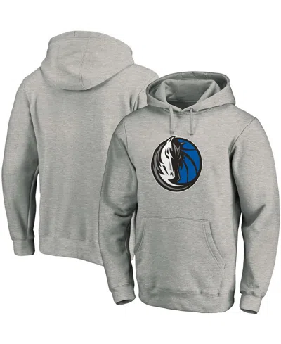 Fanatics Men's Heathered Gray Dallas Mavericks Team Primary Logo Pullover Hoodie In Heather Gray