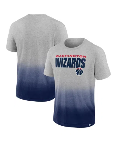 Fanatics Men's Heathered Gray/navy Washington Wizards Board Crasher Dip-dye T-shirt In White