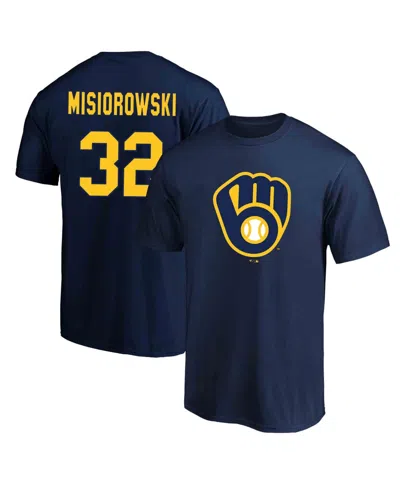Fanatics Men's Jacob Misiorowski Navy Milwaukee Brewers Big Tall Name Number T-shirt In Animal Print