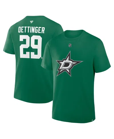Fanatics Men's Jake Oettingerâ Kelly Green Dallas Stars Authentic Stack Name Number T-shirt