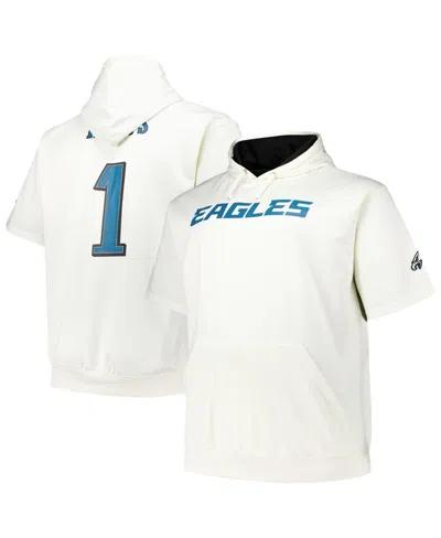 Fanatics Men's Jalen Hurts Cream Philadelphia Eagles Big Tall Short Sleeve Hoodie T-shirt