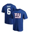 Fanatics Men's Jaxson Dart Royal New York Giants Big Tall Name Number T-shirt In Blue