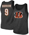 Fanatics Men's Joe Burrow Black Cincinnati Bengals Name Number Tri-blend Tank Top In Black