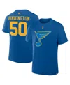 Fanatics Men's Jordan Binnington Blue St. Louis Blues Authentic Stack Name Number T-shirt In Blue