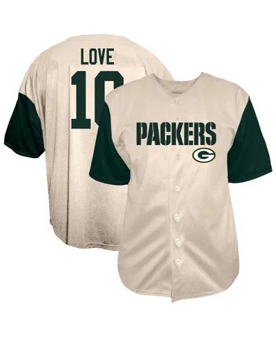 Fanatics Men's Jordan Love Cream Green Bay Packers Big Tall Baseball Button-up Shirt In White