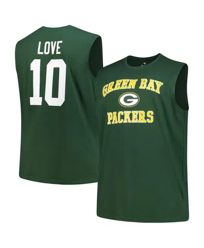 Fanatics Men's Jordan Love Green Green Bay Packers Big Tall Muscle Tank Top