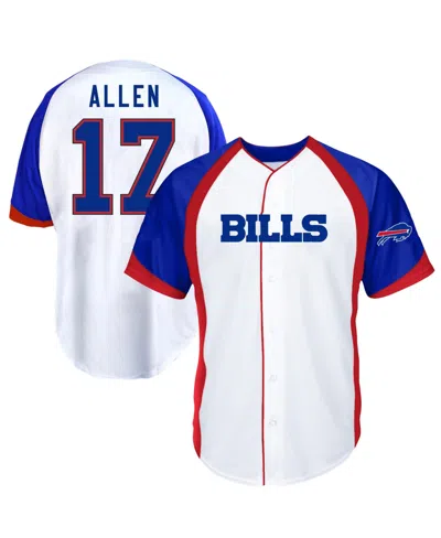 Fanatics Men's Josh Allen White Buffalo Bills Big Tall Button-up Baseball Jersey T-shirts In Animal Print